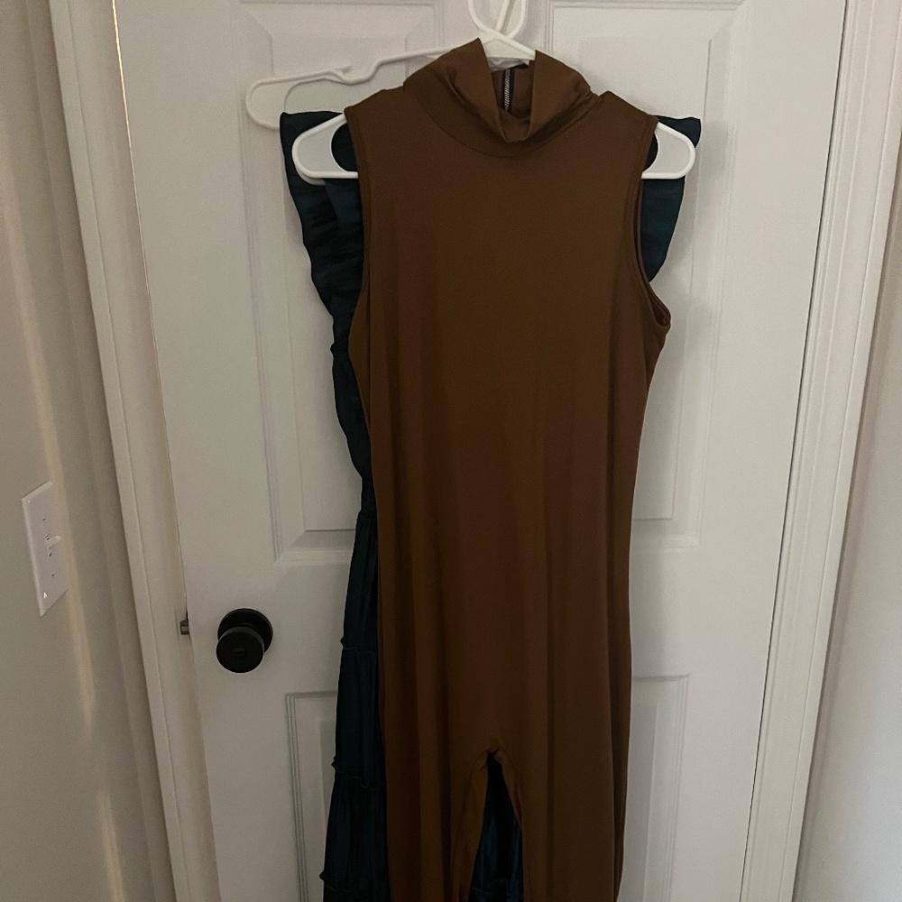 High Neck Bumpsuit - Mocha Brown - Size M